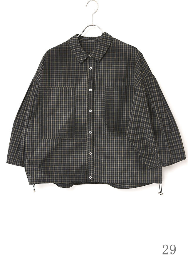 チェック7分袖シャツブルゾン