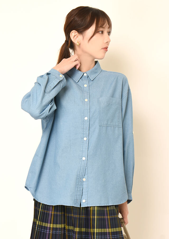 ◆コットンシャンブレーシャツ【H603932】【26】