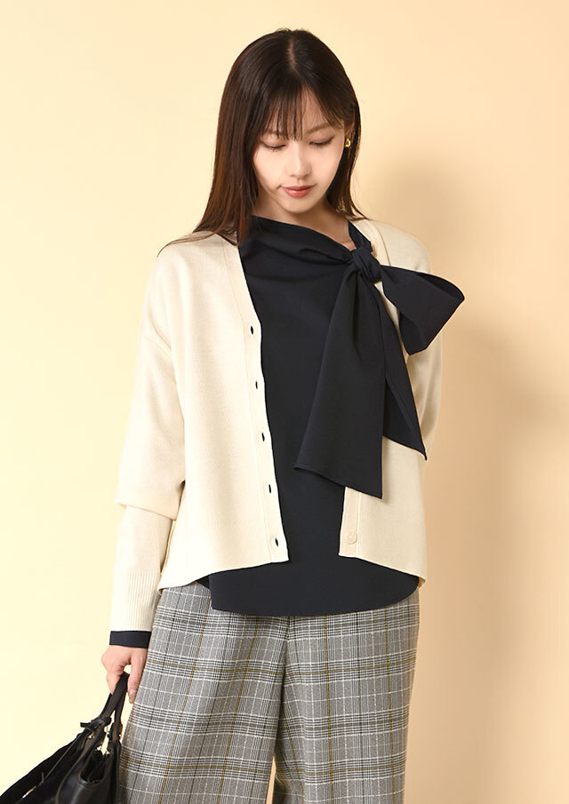 ohotoro アシンメトリー リボンブラウス ounce riette アシンメトリーリボンプルオーバーブラウス