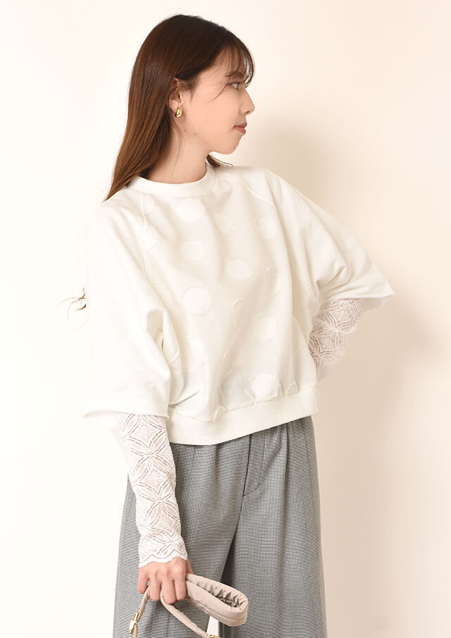 ◆フロントドットジャガードミニ裏毛プルオーバーカットソー【H61UT291】【27】