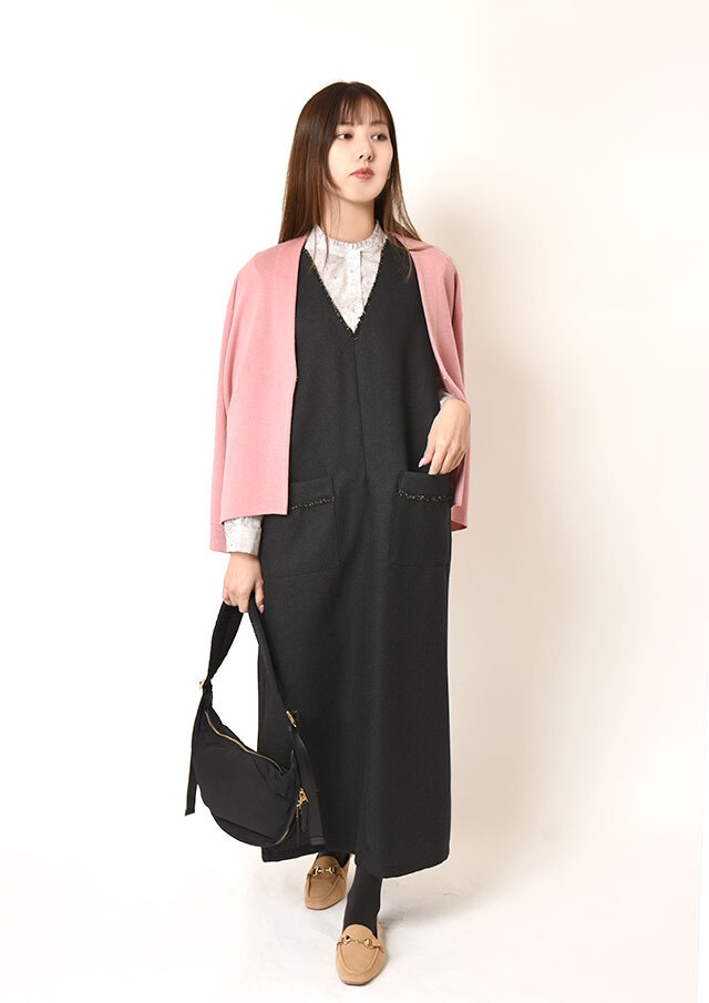 ツイードフリンジ2WAYジャンパースカート