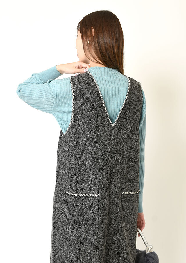 ツイードフリンジ2WAYジャンパースカート