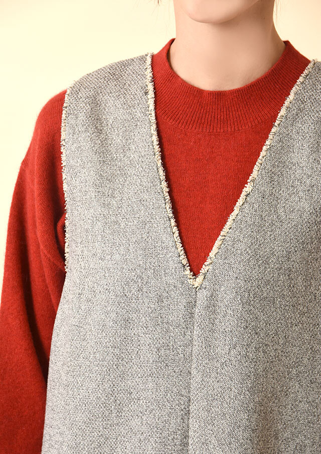 ツイードフリンジ2WAYジャンパースカート