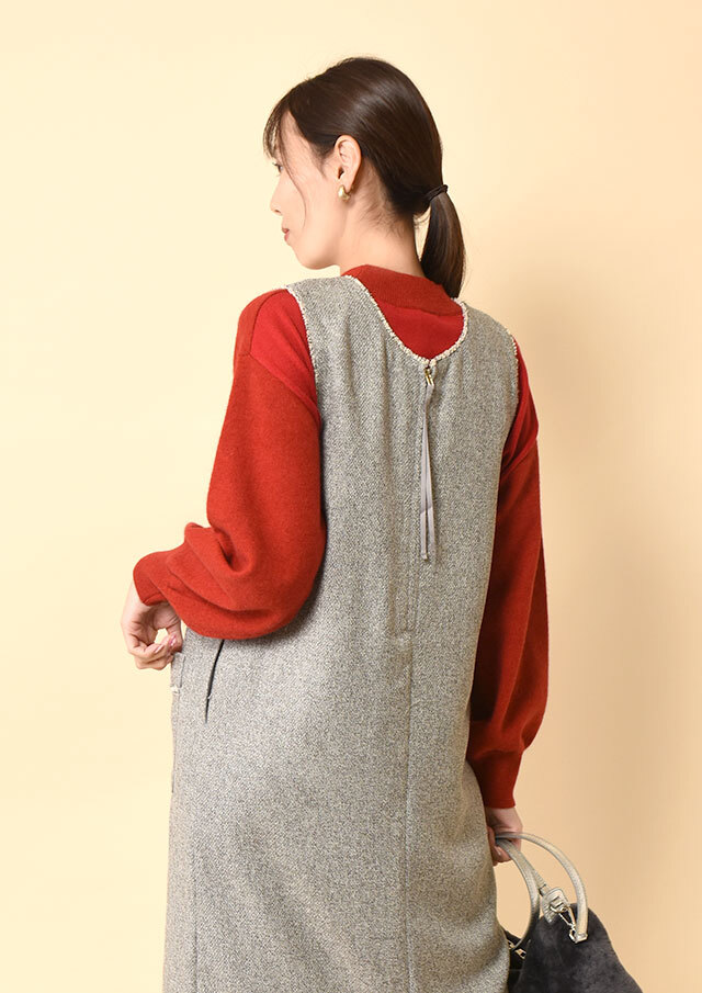 ツイードフリンジ2WAYジャンパースカート