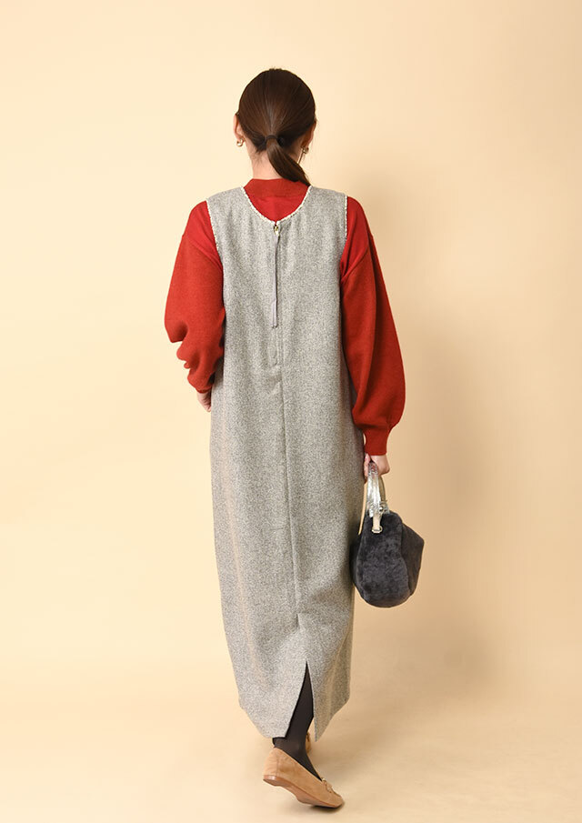 ツイードフリンジ2WAYジャンパースカート