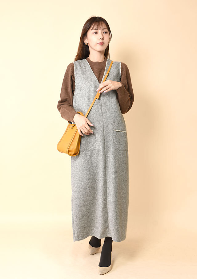 ツイードフリンジ2WAYジャンパースカート