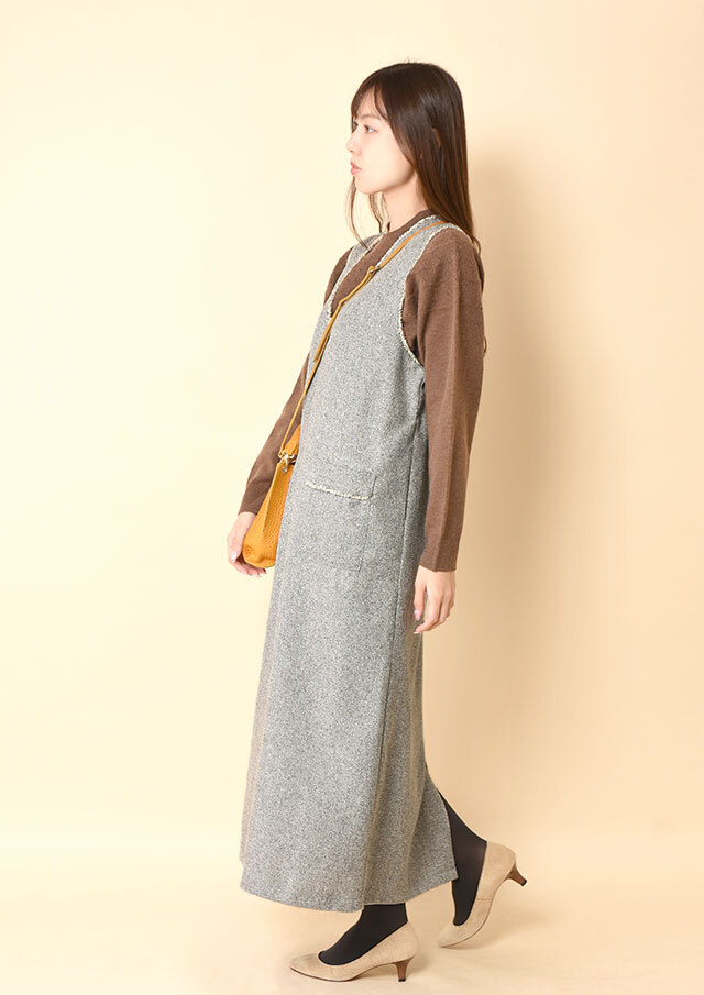 ツイードフリンジ2WAYジャンパースカート