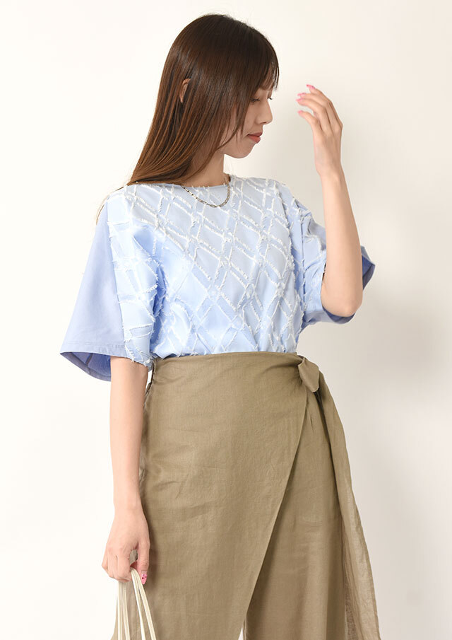 ◆フロントカットジャガードプルオーバーカットソー【H62UT581】【27】