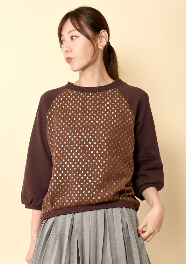 ◆フロント箔ジャガードプルオーバーカットソー【H63UT411】【27】