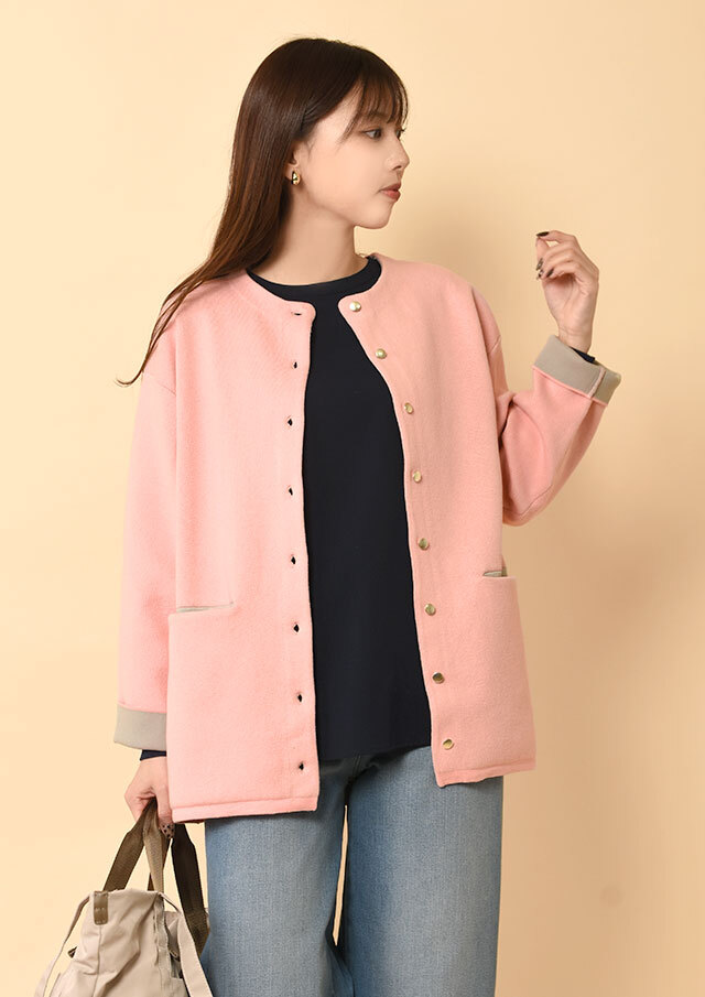 ◆コットンダブルフェイスニットジャケット【H733915】【26】