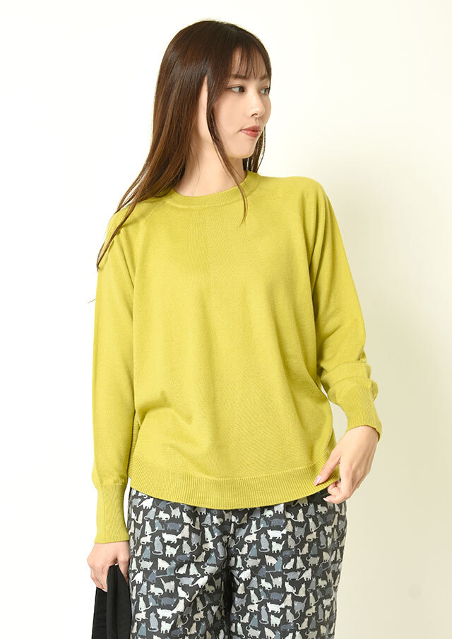 ◆ウールブレンドラウンドヘムクルーネックプルオーバーニット【H743853】【26】