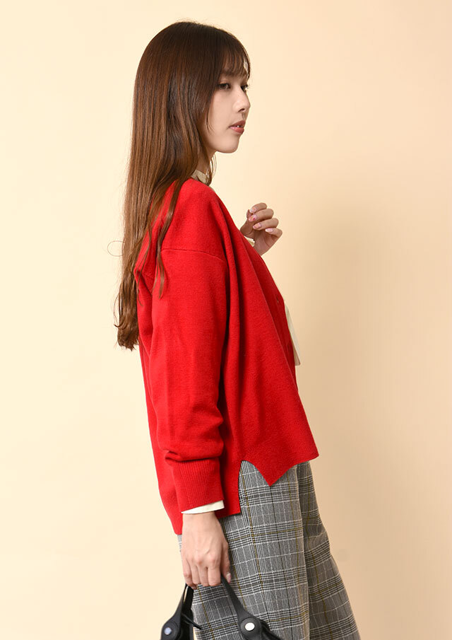 ウールブレンドVネックカーディガン