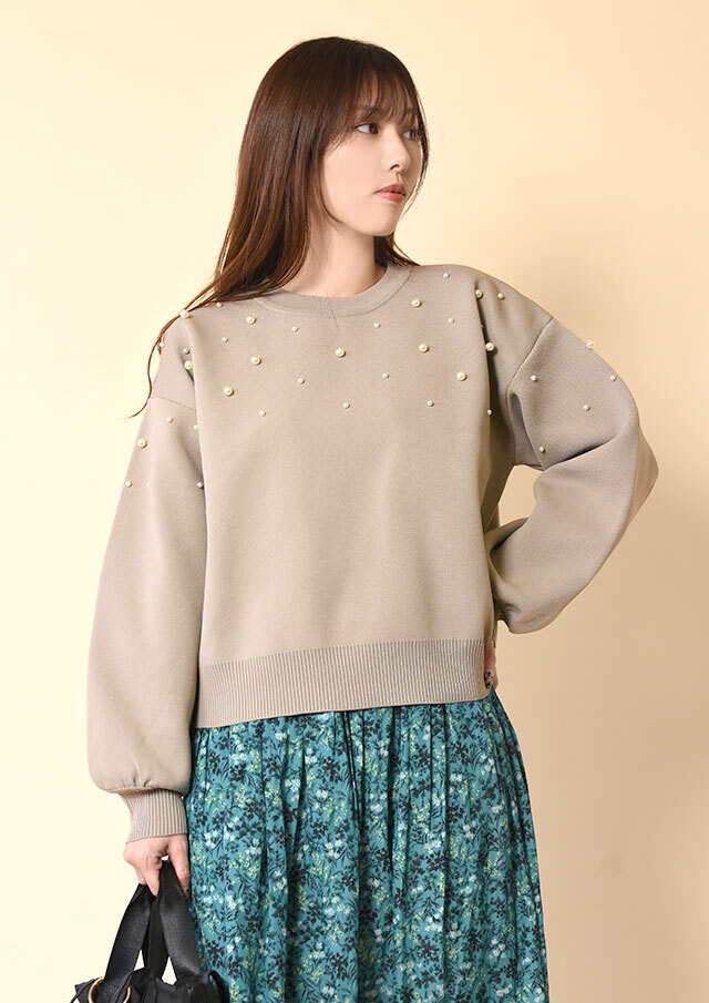 ◆パールモチーフプルオーバーニット【H7612001】【27】
