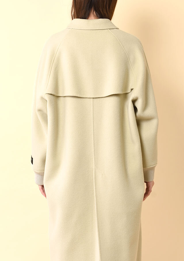 美品✨ Diolem チエキアンラム デミバフミンク ロングコート ベージュ ペコラムリブ袖ステンカラーロングコート