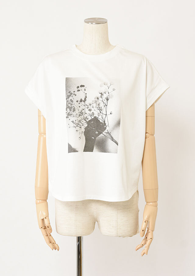 ◆フォトプリントバックテールスリットTシャツ【H80268738T】【27】