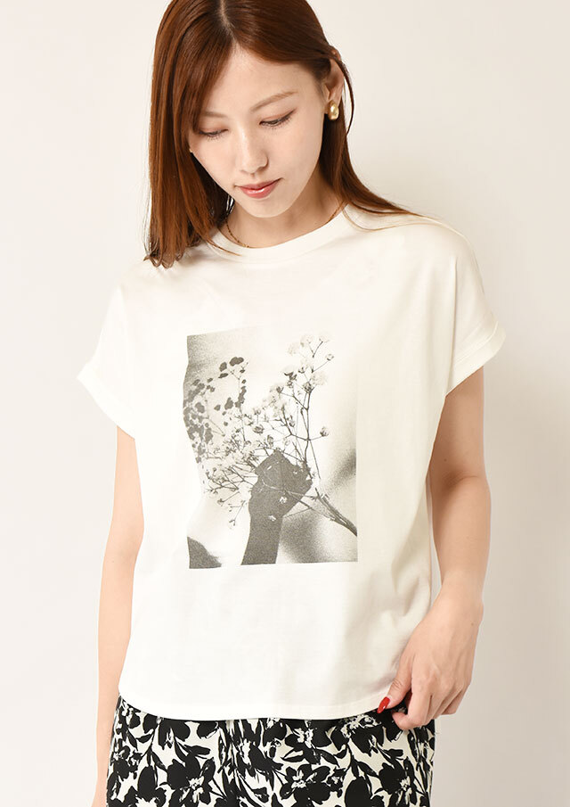 ◆フォトプリントバックテールスリットＴシャツ【H80268738T】【27】