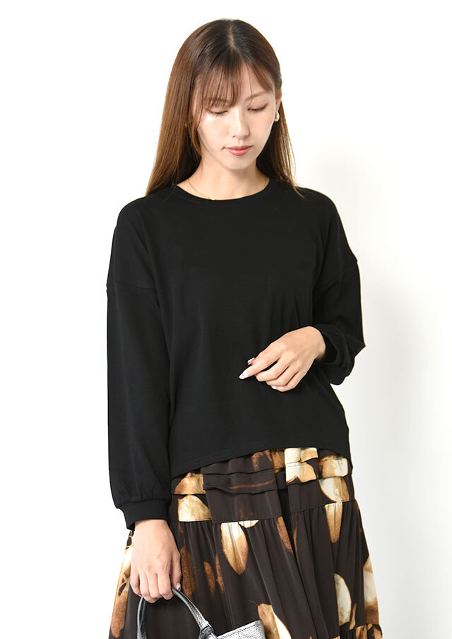 ◆コットンストレッチ裾切替プルオーバーカットソー【H81414】【26】