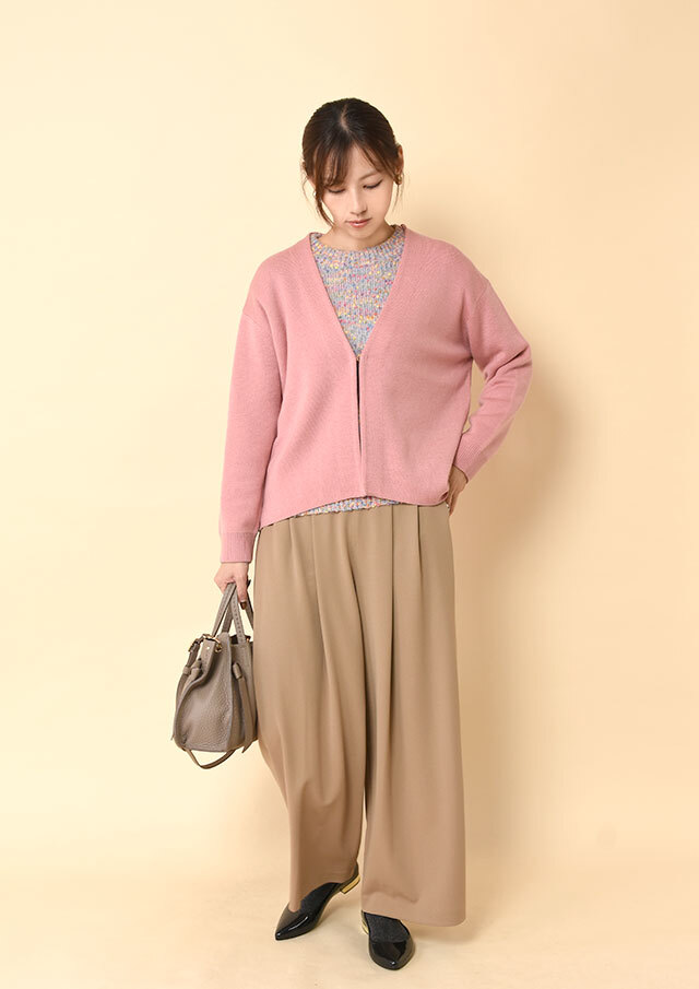 カラーMIXノットヤーンクルーネックプルオーバーニット