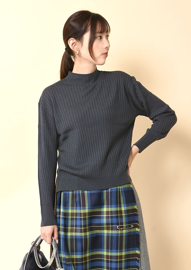 ◆16Gビエラヤーンリブハイネックプルオーバーニット【H81452】【26】