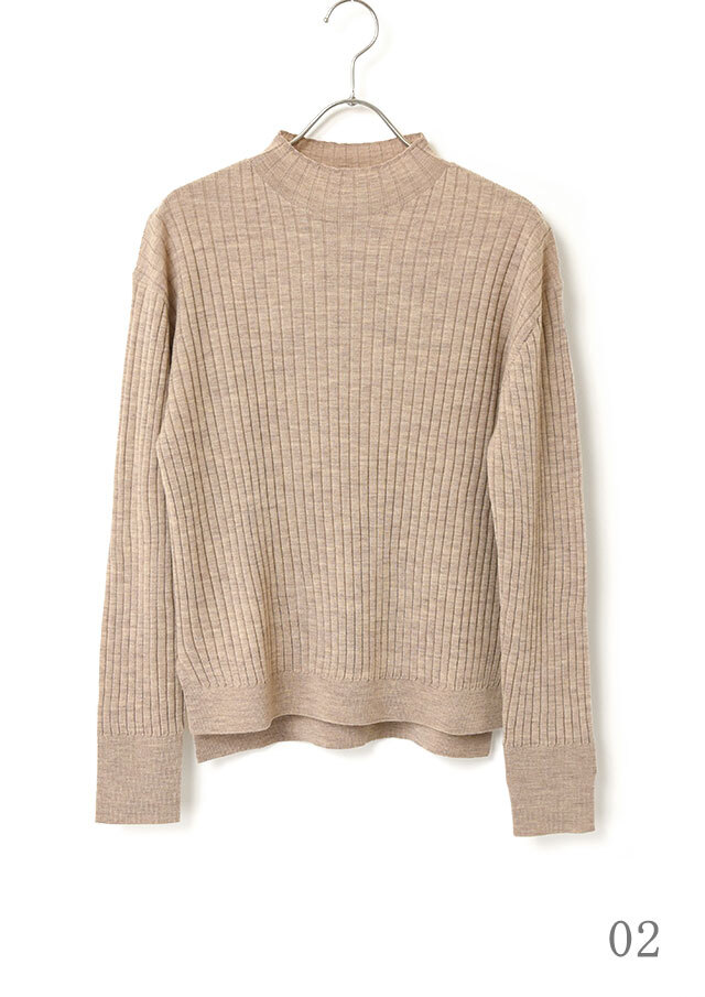 新品　パラスパレス　ベージュ リブ編み ハイネック ニット 16Gビエラヤーンリブハイネックプルオーバーニット