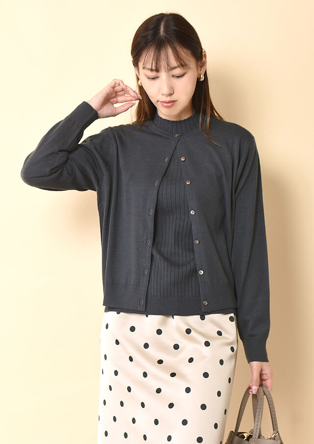 16Gビエラヤーンリブハイネックプルオーバーニット