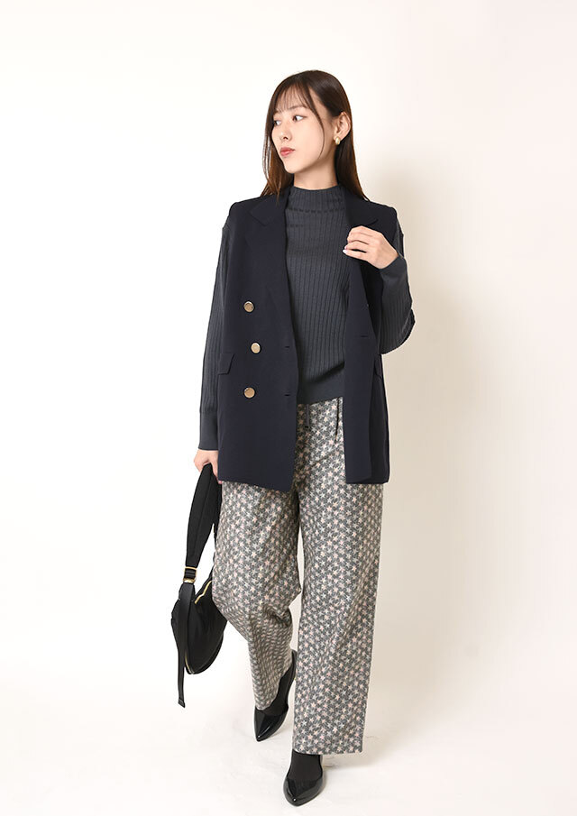 16Gビエラヤーンリブハイネックプルオーバーニット