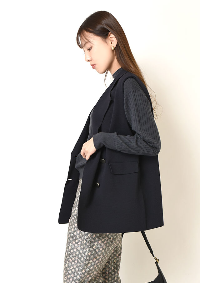 16Gビエラヤーンリブハイネックプルオーバーニット