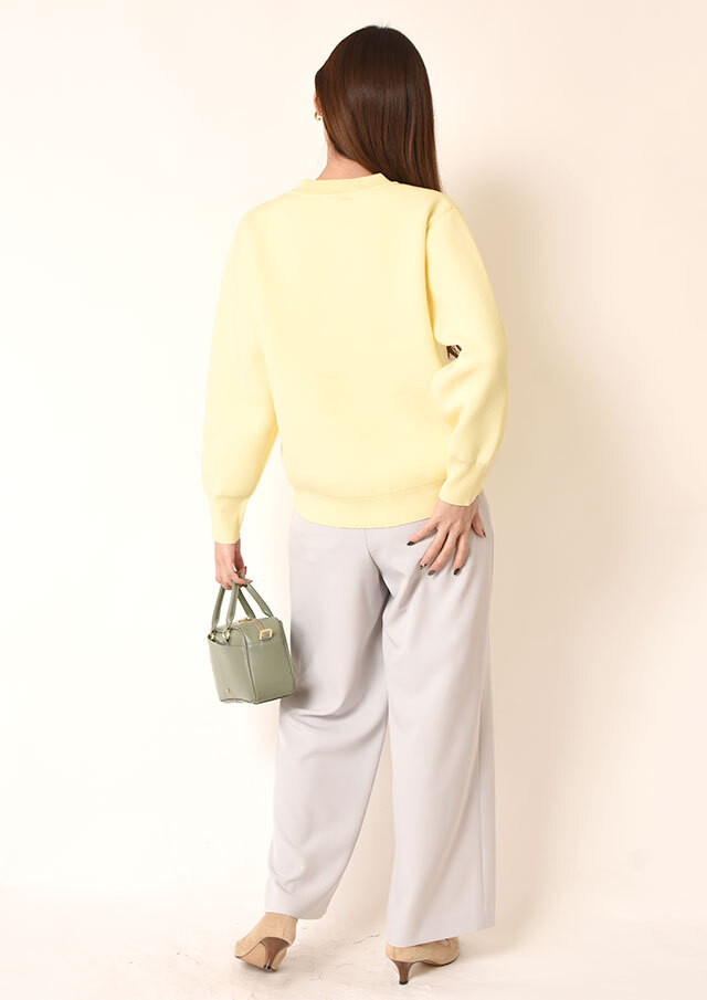 マチャット スカーフ襟付ニットプルオーバー イエロー AZUL BY MOUSSY | ハーフジップセーラーカラーニット (ニット ) |SHEL