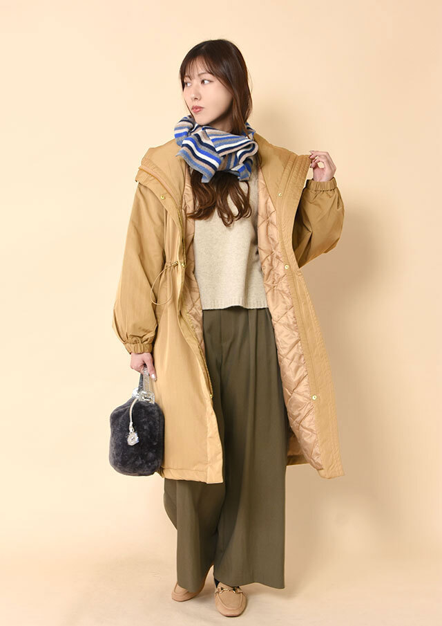 ◆中綿スタンドネックロングコート【H8551103】【26】