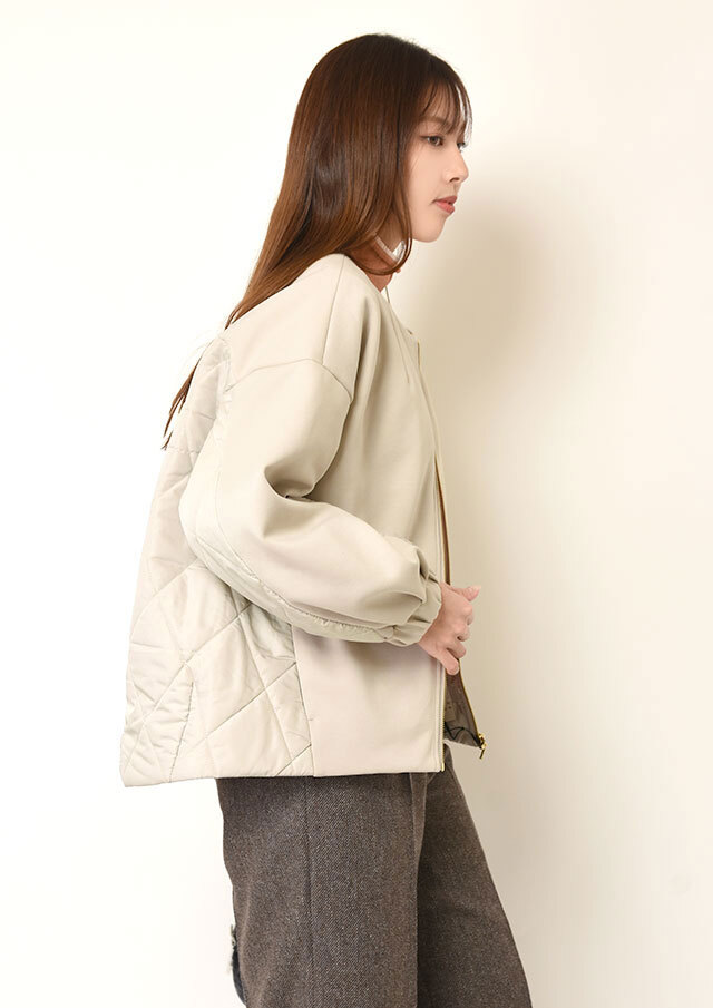 ダンボール×キルティングノーカラージャケット