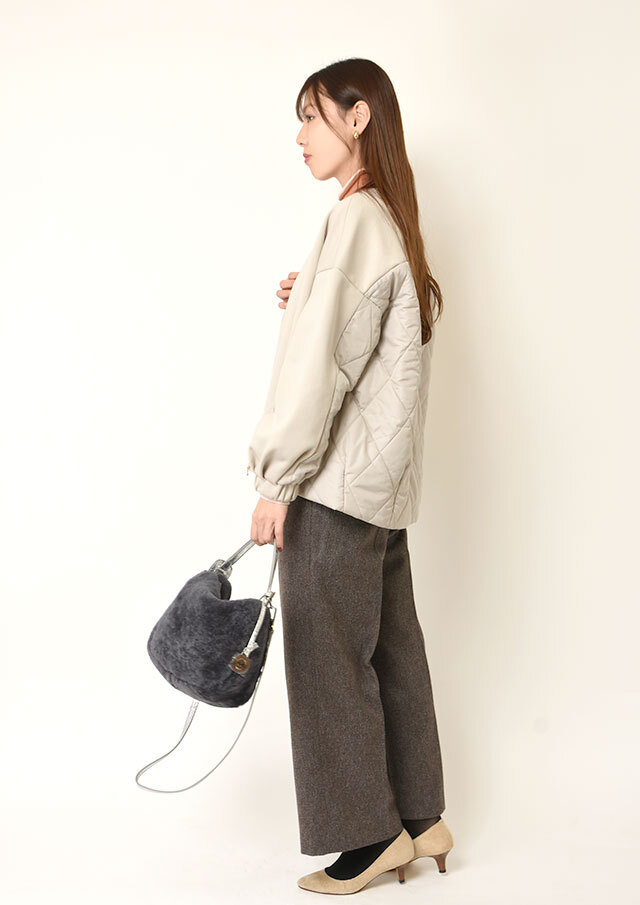 ダンボール×キルティングノーカラージャケット