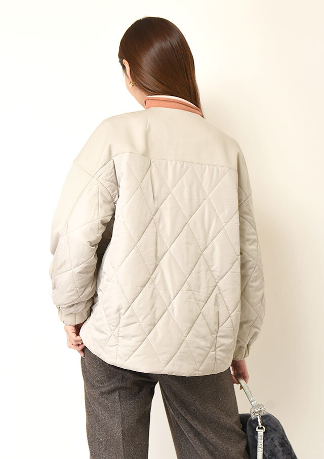 ダンボール×キルティングノーカラージャケット