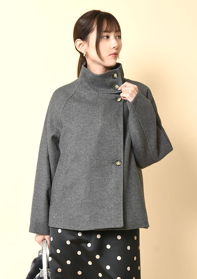 ◆ライトジャージメルトンスタンドネックショートコート【H8551229】【26】