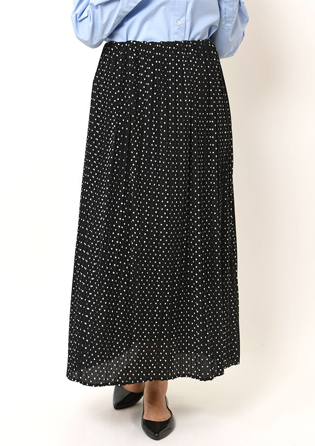 ドットプリーツタイトロングスカート