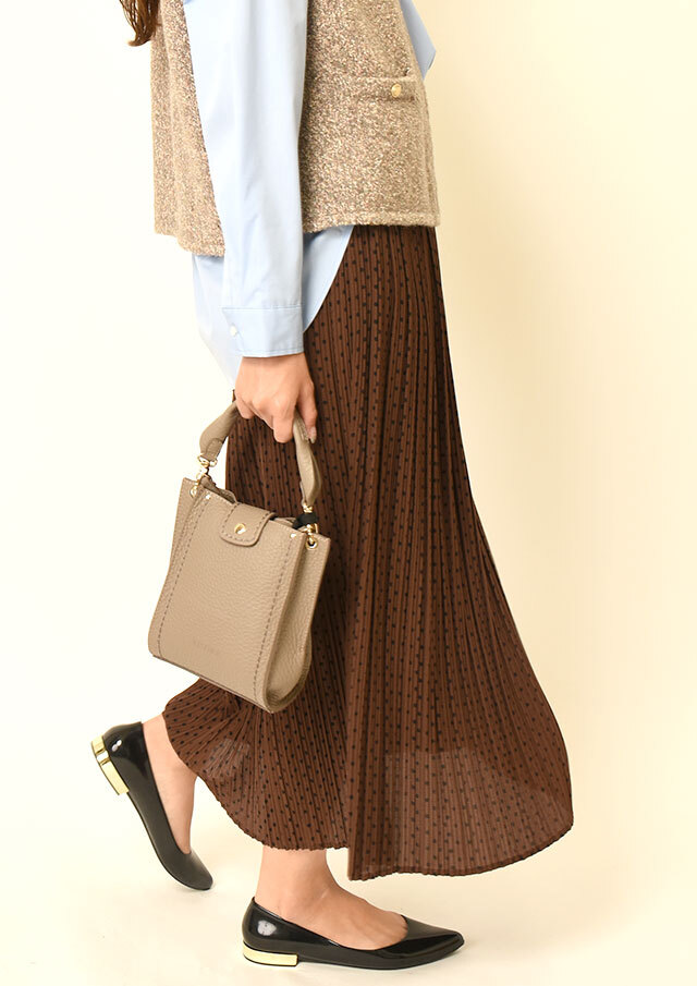 ドットプリーツタイトロングスカート