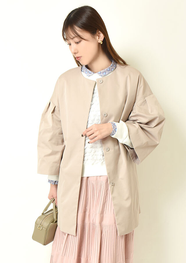 ◆タッサータックスリーブノーカラーコート【H8568100】【26】