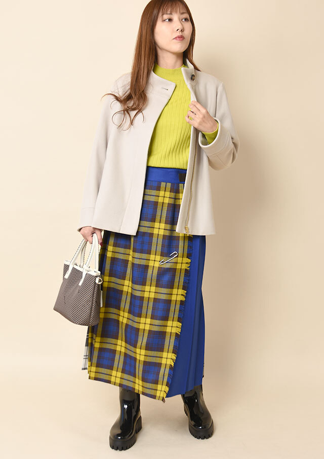 ライトジャージメルトンスタンドネックショートコート