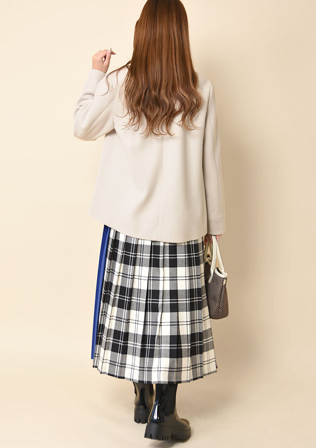 ライトジャージメルトンスタンドネックショートコート