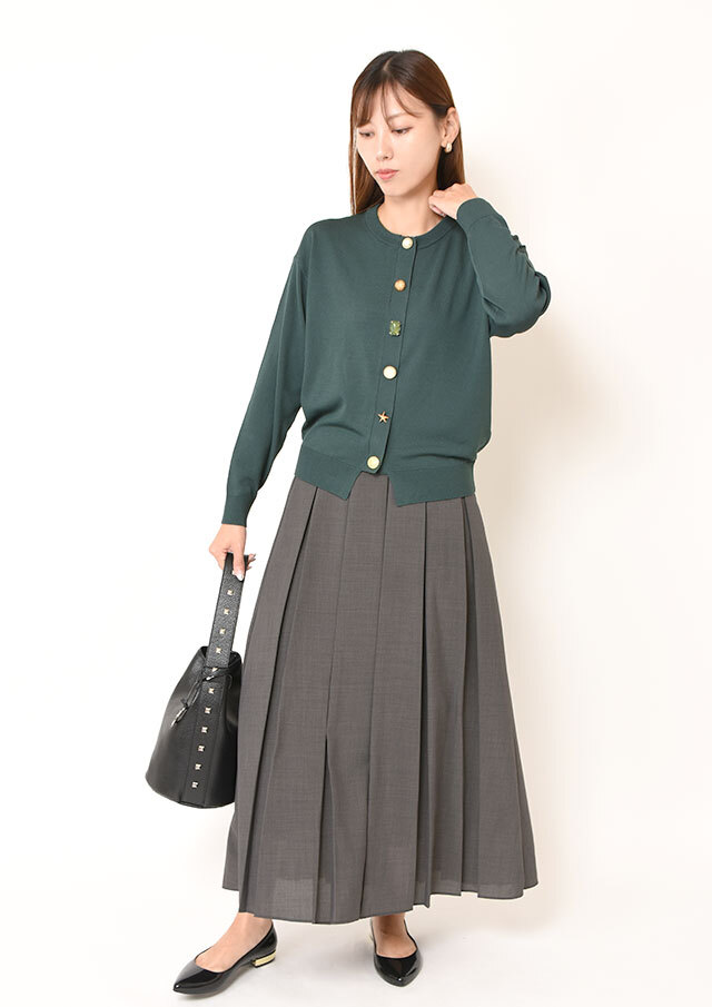 強撚クロスプリーツロングスカート