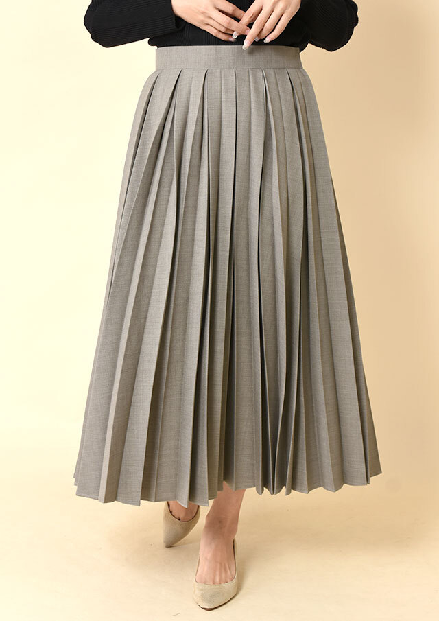 MARK & LONA イエロープリーツスカート 34 セール】 【洗える】サテンプリーツロング スカート （ミニ