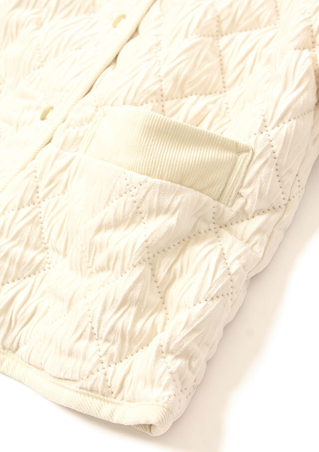 ベロアキルティングノーカラーショートジャケット