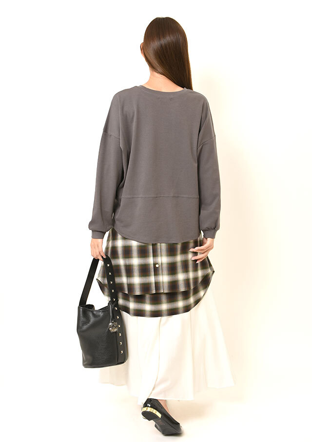 ウールブレンドカルゼフレアロングスカート