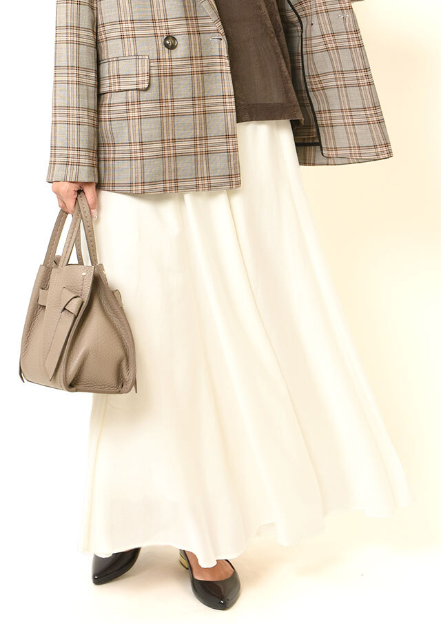 ウールブレンドカルゼフレアロングスカート