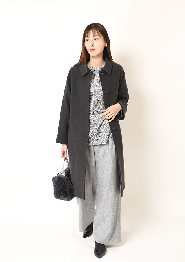 セブンフェアリー　ウール　ビーバーコート S110ウールビーバーステンカラーロングコート