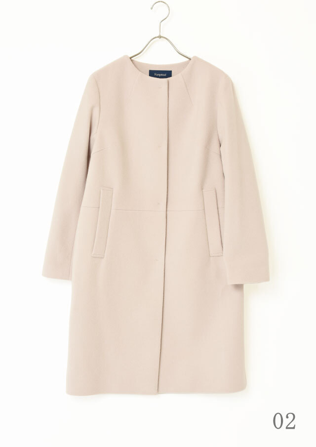 S110ウールビーバーノーカラーロングコート