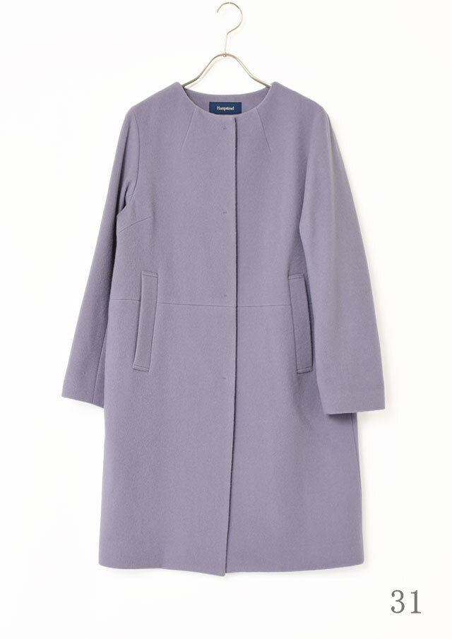 美品✨21AW シビラ 9万 ノーカラーロングコート モヘアウール パープル M 美品✨21AW シビラ 9万 ノーカラーロングコート モヘアウール パープル