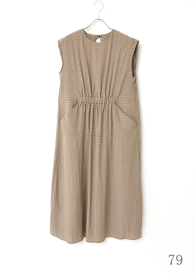 シアーチェックノースリーブロングワンピース