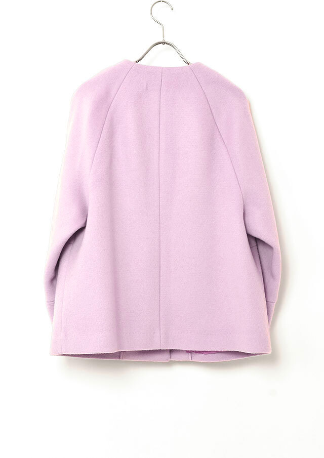 ウールビーバーノーカラーショートコート