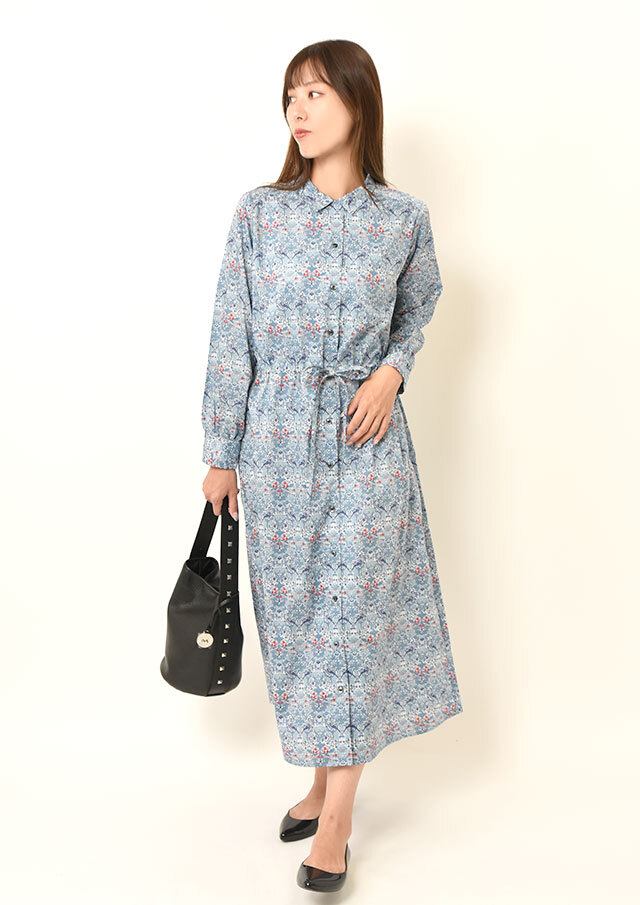 ◆リバティオープンカラーシャツワンピース【HB025500】【26】