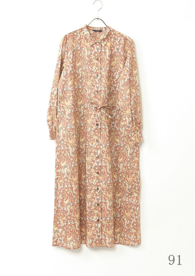 リバティオープンカラーシャツワンピース